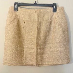 Michael Kors Gold Brocade Linen Mini Skirt - size 10